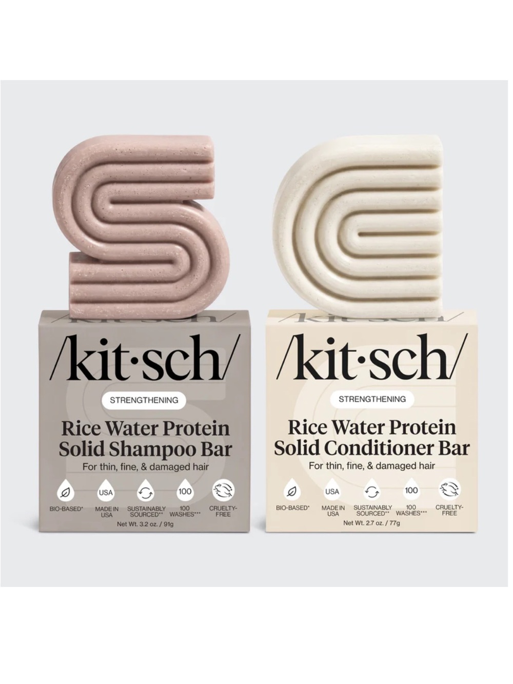 Kitsch Rice Water Protein Solid Shampoo & Conditioner Bars